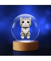 Kryształowa Kulka 3D Kot Kotek