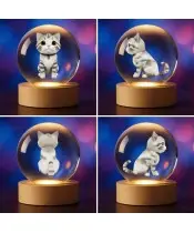 Kryształowa Kulka 3D Kot Kotek