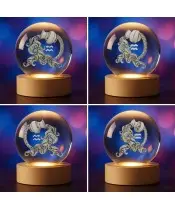 Kryształowa Kulka 3D Znak Zodiaku Ryby Horoskop Astrologia