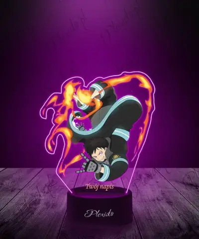 Lampka LED 3D Plexido z Nadrukiem UV Fire Force Shinra Kusakabe