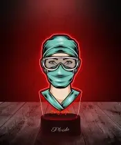Lampka LED 3D Plexido z Nadrukiem UV Pielęgniarka Lekarz Doktor