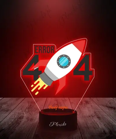 Lampka LED 3D Plexido z Nadrukiem UV ERROR 404 Informatyk Programista Nerd