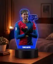 Lampka LED 3D Plexido z Nadrukiem UV Lamine Yamal FC Barcelona