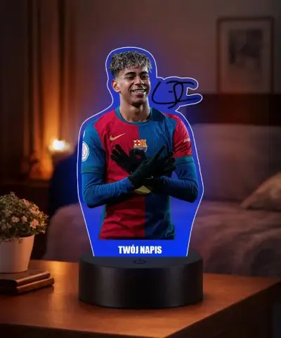 Lampka LED 3D Plexido z Nadrukiem UV Lamine Yamal FC Barcelona