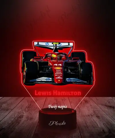 Lampka LED 3D Plexido z Nadrukiem UV Formuła 1 Lewis Hamilton Bolid