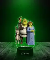 Lampka LED 3D Plexido z Nadrukiem UV Shrek Fiona Kot w Butach Osioł