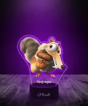 Lampka LED 3D Plexido z Nadrukiem UV Epoka Lodowcowa Scrat Wiewiór
