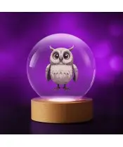 Kryształowa Kulka 3D Ptak Sowa Płomykówka