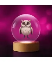 Kryształowa Kulka 3D Ptak Sowa Płomykówka