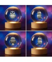 Kryształowa Kulka 3D Ptak Sowa Płomykówka