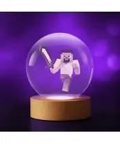 Kryształowa Kulka 3D Minecraft Steve z Mieczem