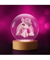 Kryształowa Kulka 3D Jednorożec Unicorn Tęcza