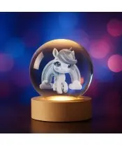Kryształowa Kulka 3D Jednorożec Unicorn Tęcza