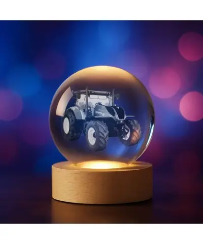 Kryształowa Kulka 3D Traktor Ciągnik New Holland