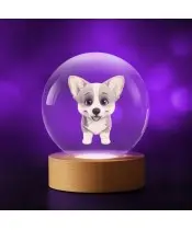 Kryształowa Kulka 3D Pies Corgi