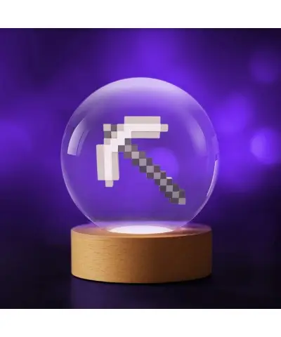 Kryształowa Kulka 3D Minecraft Diamentowy Kilof