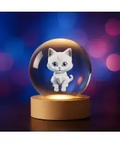 Kryształowa Kulka 3D Kot Kotek