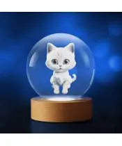Kryształowa Kulka 3D Kot Kotek