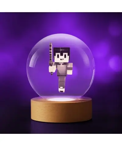 Kryształowa Kulka 3D Minecraft Steve