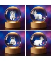 Kryształowa Kulka 3D Kotek Kicia