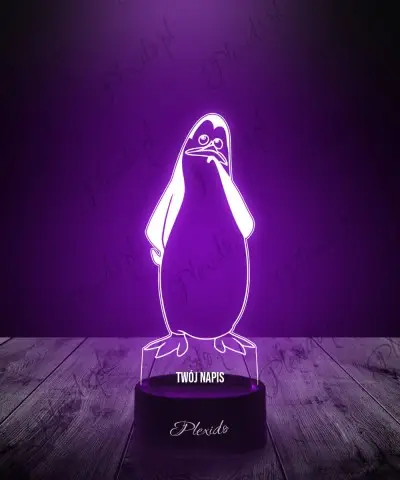 Lampka LED 3D Pingwiny z Madagaskaru Kowalski