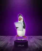 Lampka LED 3D Plexido z Nadrukiem UV Pingwiny z Madagaskaru Kowalski