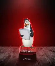 Lampka LED 3D Plexido z Nadrukiem UV Pingwiny z Madagaskaru Kowalski