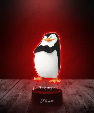 Lampka LED 3D Plexido z Nadrukiem UV Pingwiny z Madagaskaru Skipper