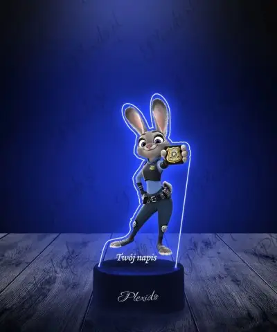 Lampka LED 3D Plexido z Nadrukiem UV Zwierzogród Judy Hopps Policjantka Królik