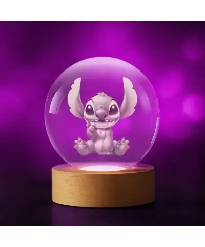 Kryształowa Kulka 3D Siedzący Stich