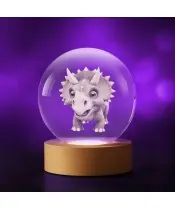 Kryształowa Kulka 3D Triceratops Dinozaur