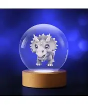Kryształowa Kulka 3D Triceratops Dinozaur