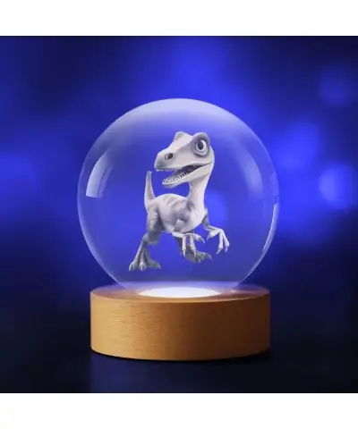 Kryształowa Kulka 3D Dinozaur Velociraptor
