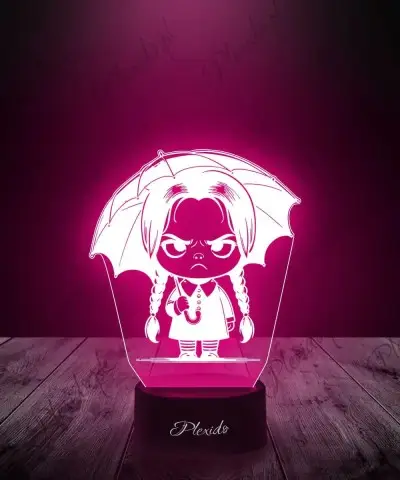 Lampka LED 3D Plexido Wednesday Addams z Parasolem