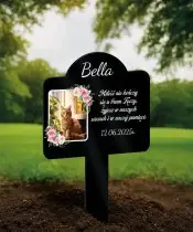 Tabliczka Pamiątkowa na Grób Kota Ze Zdjęciem Personalizowany Znicz