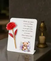 Znicz Statuetka Premium 22 cm Wieczna Róża na Grób Wszystkich Świętych