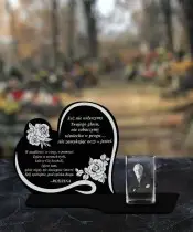 Znicz Premium Statuetka Serce Kryształowe Zdjęcie 3D Na Grób