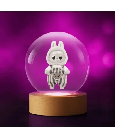 Kryształowa Kulka 3D Labubu z Arbuzem