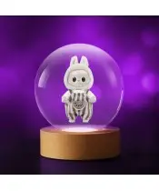 Kryształowa Kulka 3D Labubu z Arbuzem