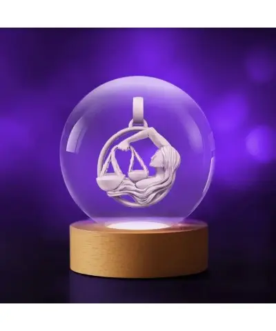 Kryształowa Kulka 3D Znak Zodiaku Waga