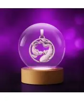 Kryształowa Kulka 3D Znak Zodiaku Ryby
