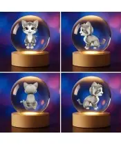 Kryształowa Kulka 3D Kot Kotek
