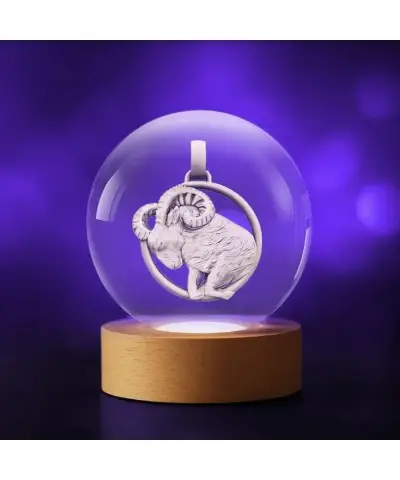 Kryształowa Kulka 3D Znak Zodiaku Baran