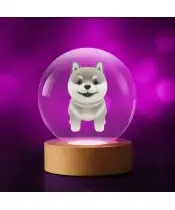 Kryształowa Kulka 3D Pies Shiba
