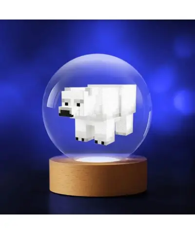 Kryształowa Kulka 3D Gra Minecraft Miś Polarny