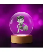 Kryształowa Kulka 3D Chłopak z Piłką Koszykówka