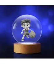 Kryształowa Kulka 3D Chłopak z Piłką Koszykówka