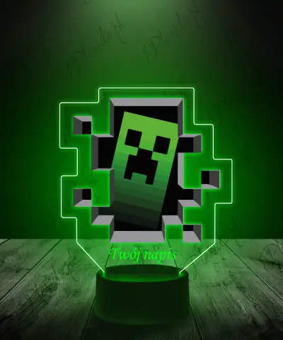 Lampka LED 3D Plexido z Nadrukiem Minecraft Creeper - 1