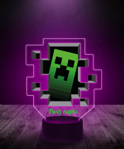 Lampka LED 3D Plexido z Nadrukiem Minecraft Creeper - 2