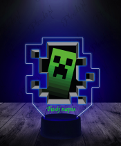 Lampka LED 3D Plexido z Nadrukiem Minecraft Creeper - 3
